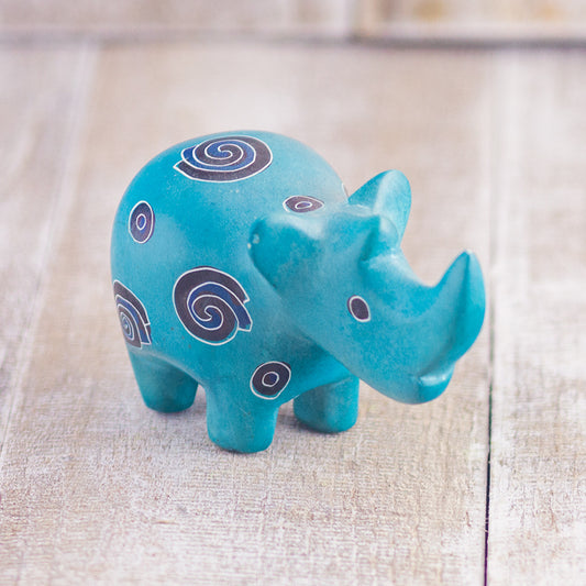 Soapstone Rhino Robin's Egg Blue