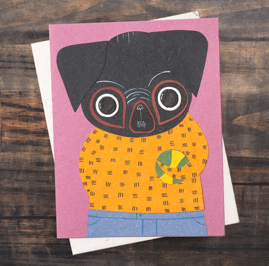 Single Greeting Card Pico The Pug