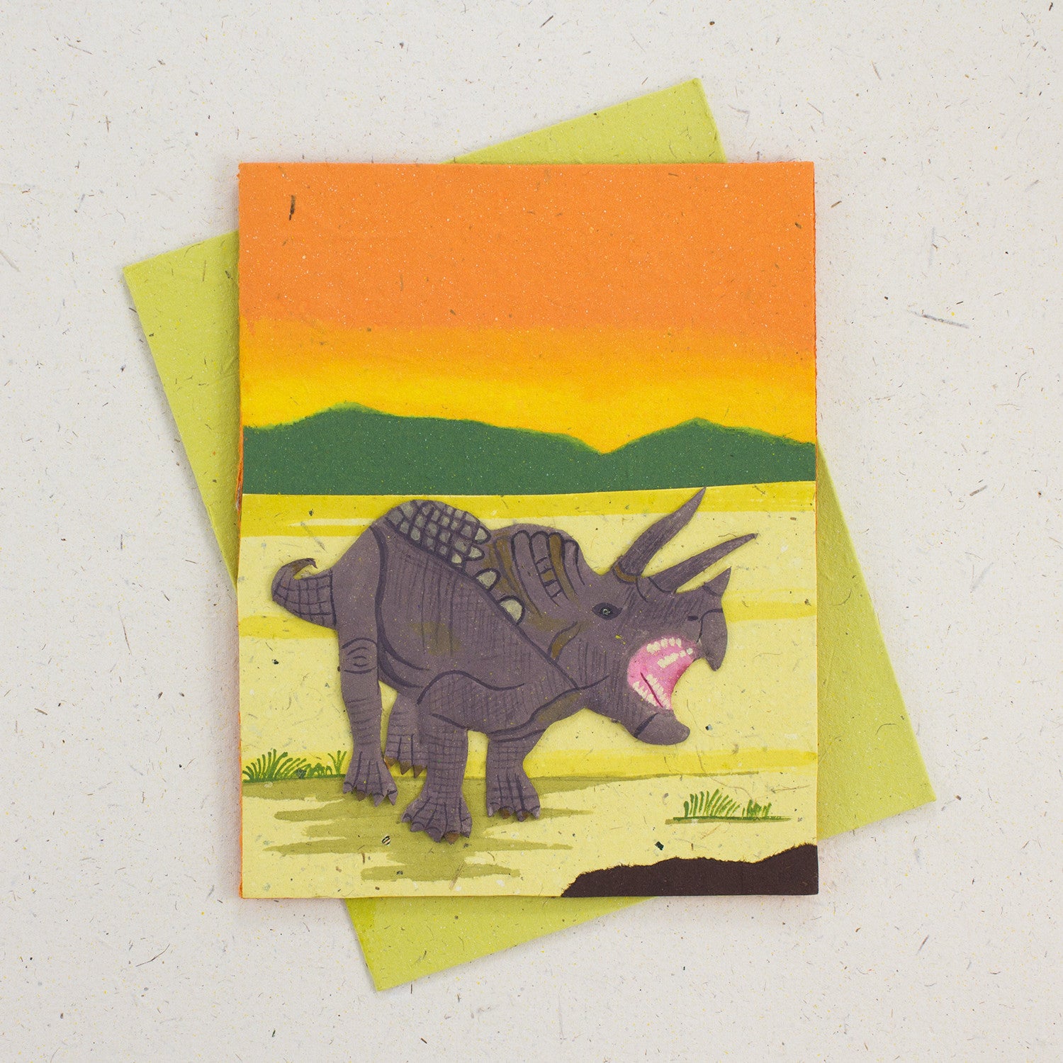 Single Greeting Card Triceratops Orange