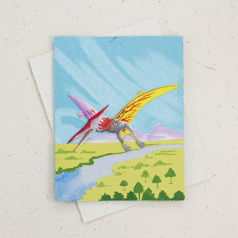 Single Greeting Card Pterodactyl Robin's Egg Blue