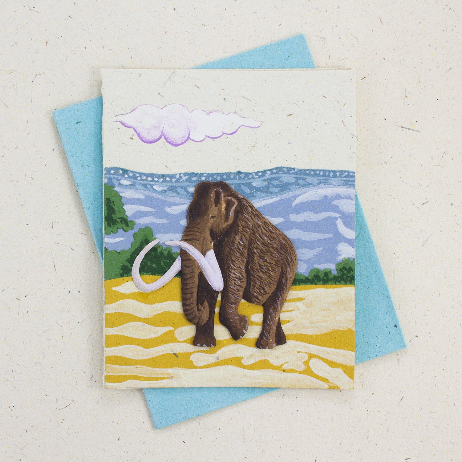 Single Greeting Card Woolly Mammoth Natural White