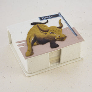 Note Box Wall Street Bull Natural White