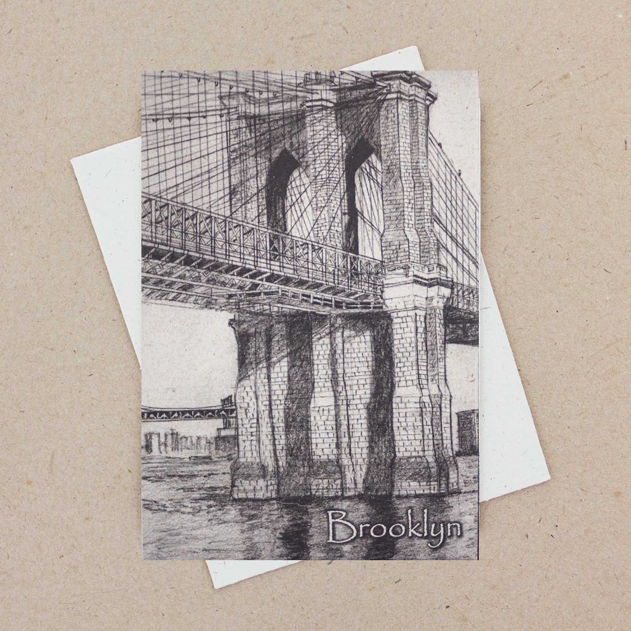Single Greeting Card Brooklyn Bridge Sketch