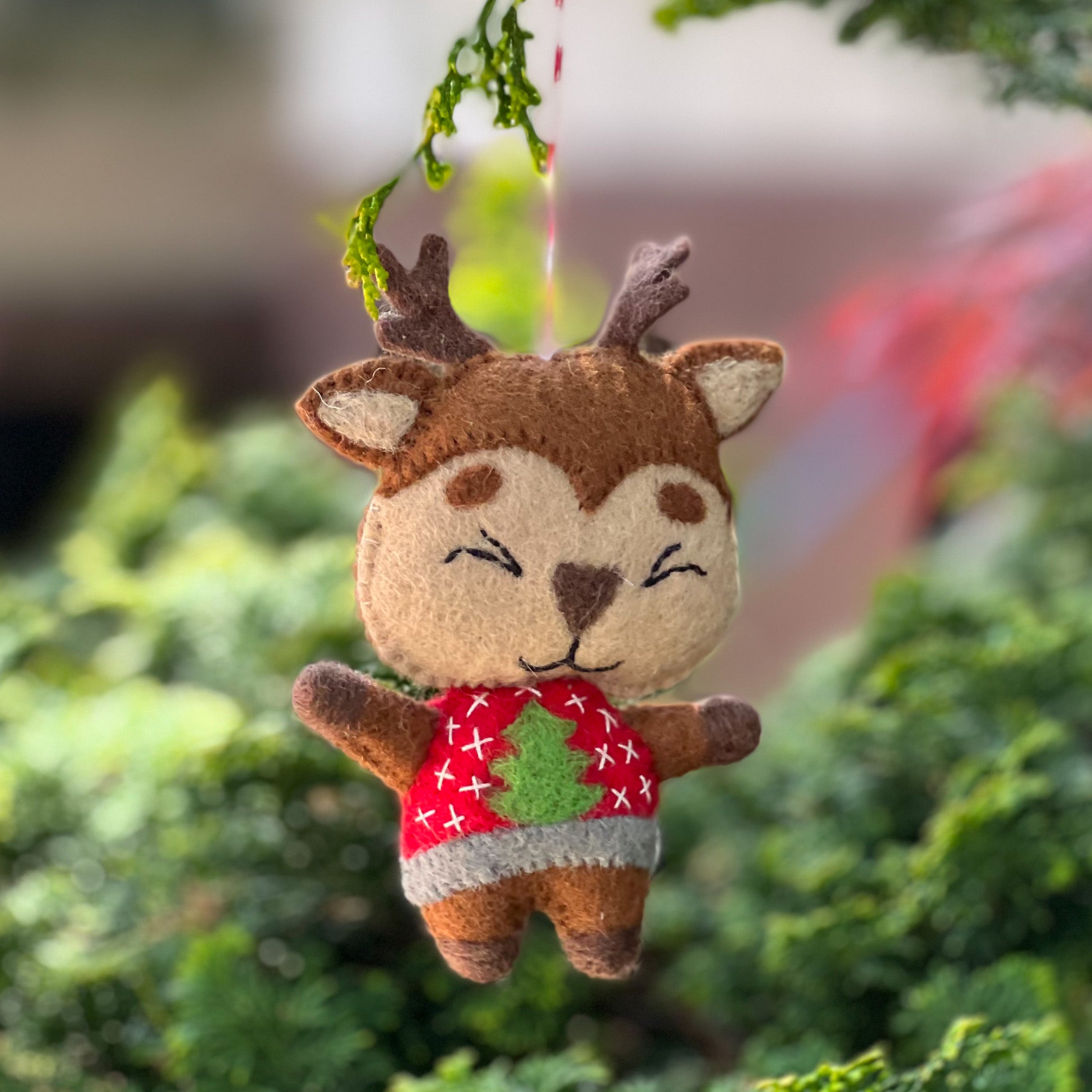 Handfelted Ornament Reindeer