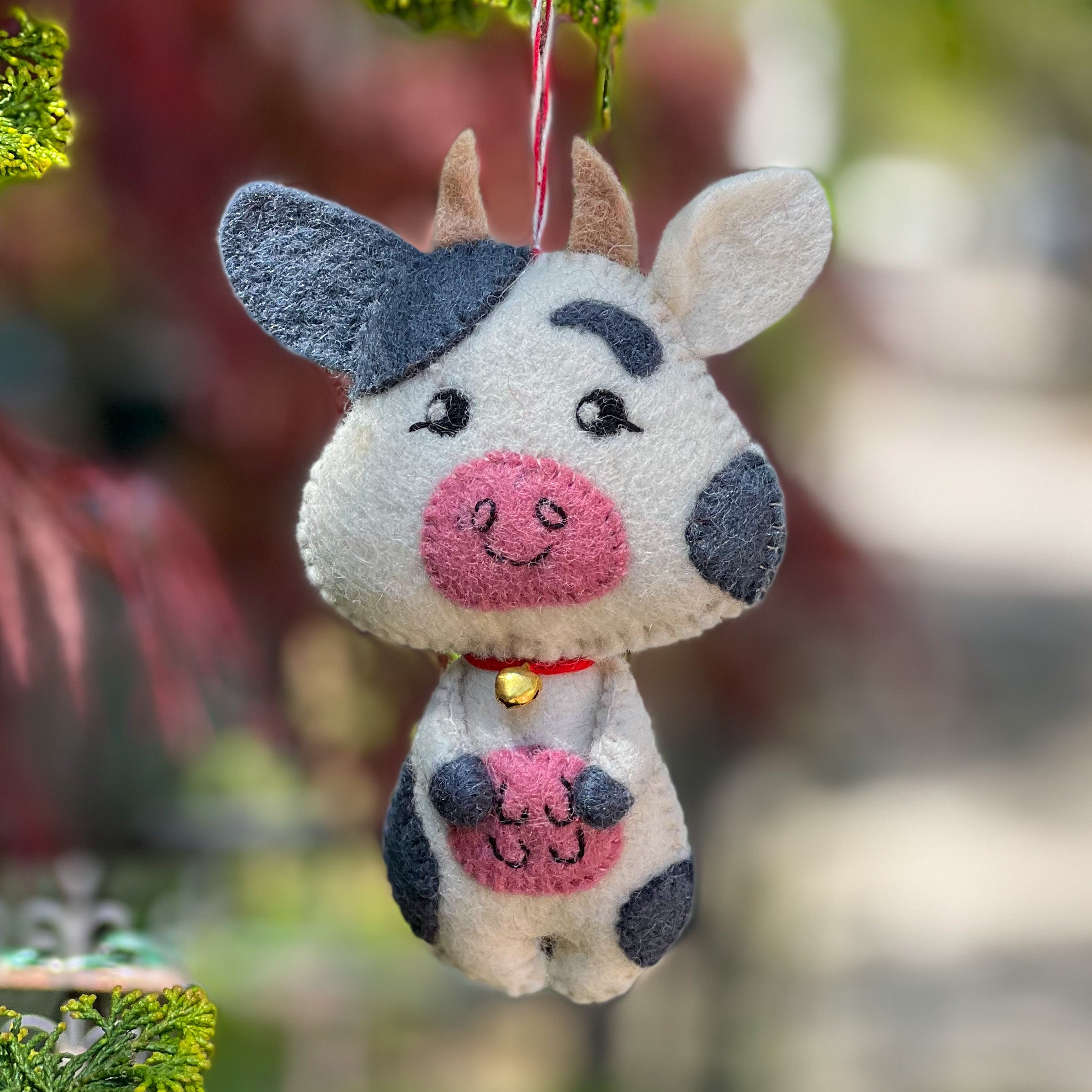Handfelted Ornament Cow