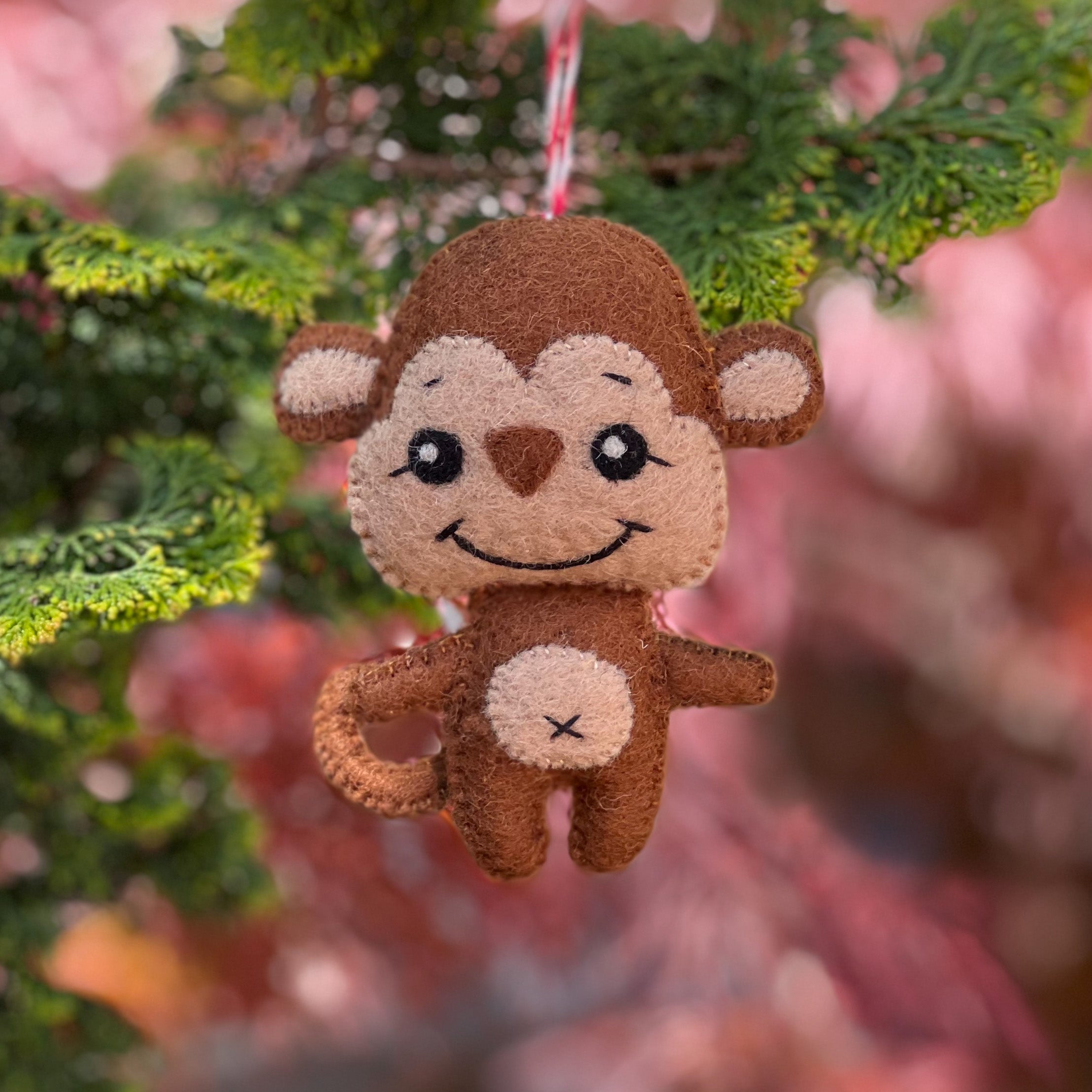 Handfelted Ornament Monkey