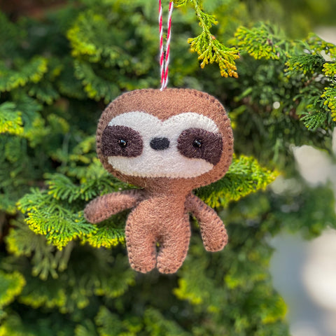 Handfelted Ornament Sloth