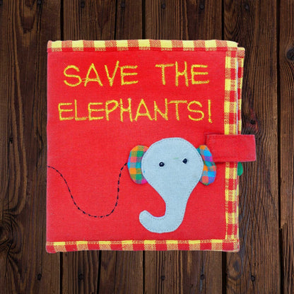 Fabric Kids Book - Save The Elephants