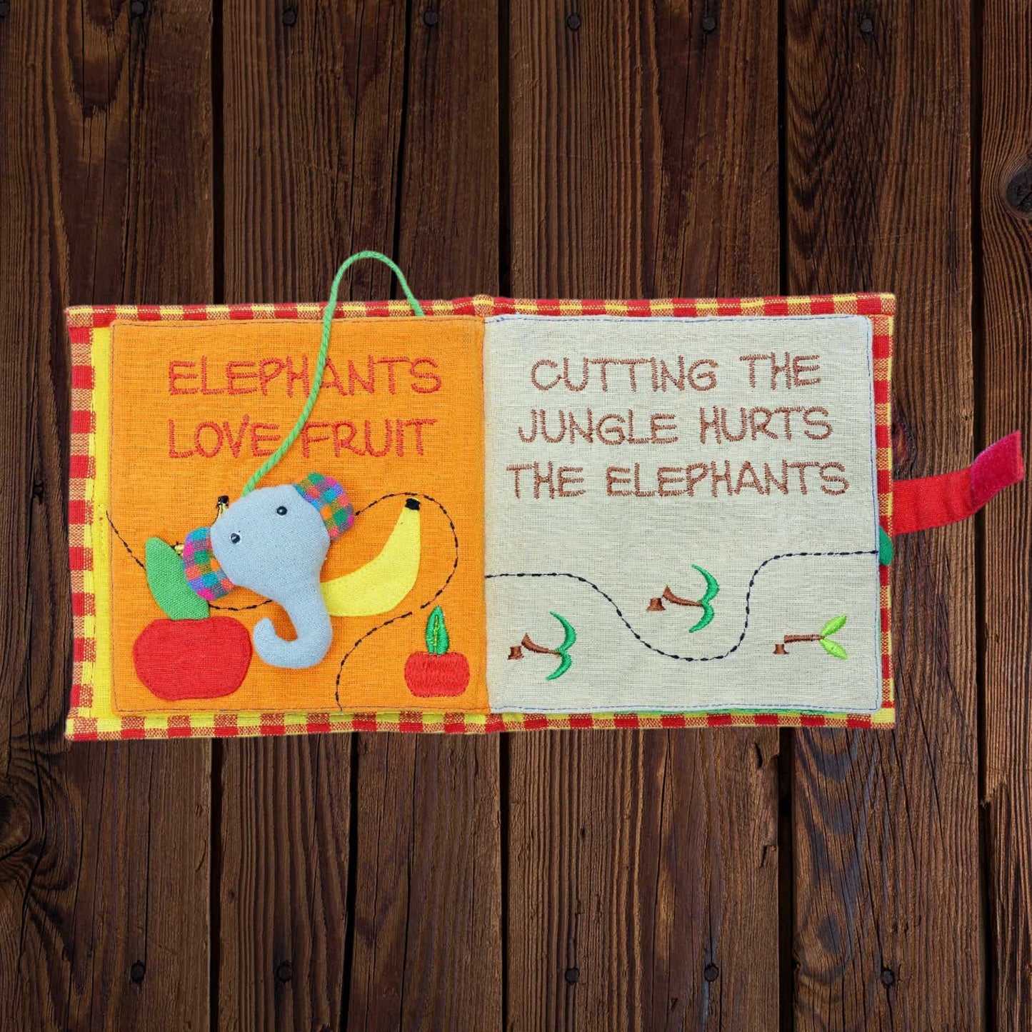 Fabric Kids Book - Save The Elephants