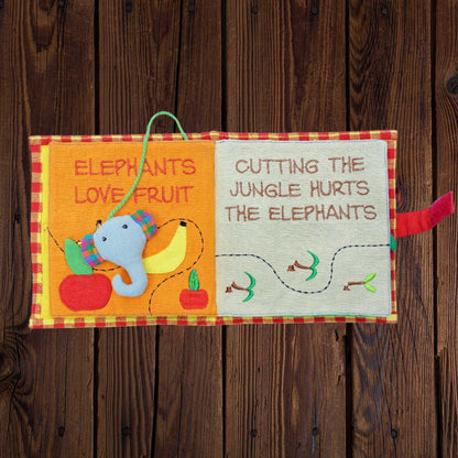 Fabric Kids Book - Save The Elephants