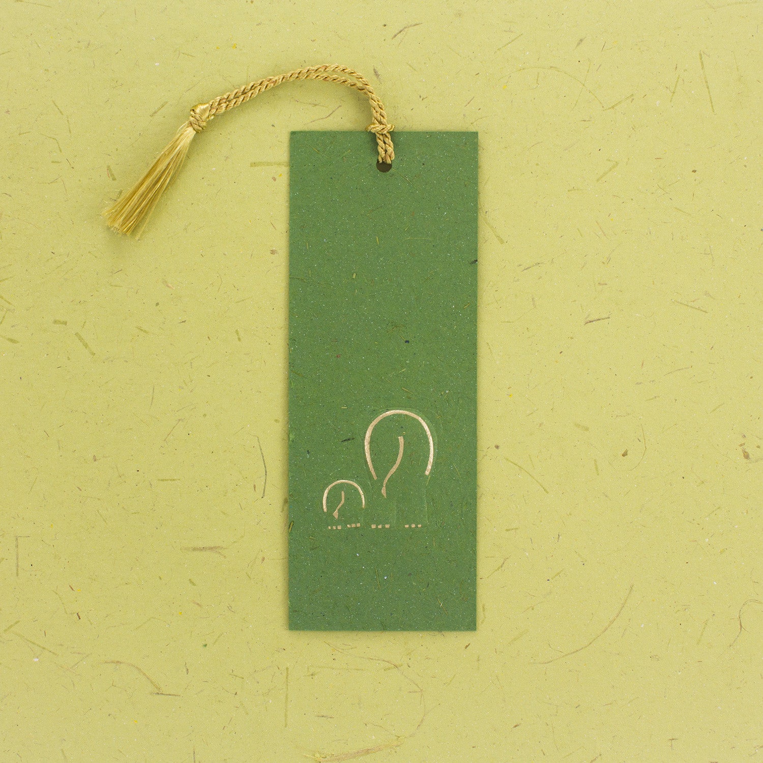 Elephant Dung Paper Bookmark Green with Tassle