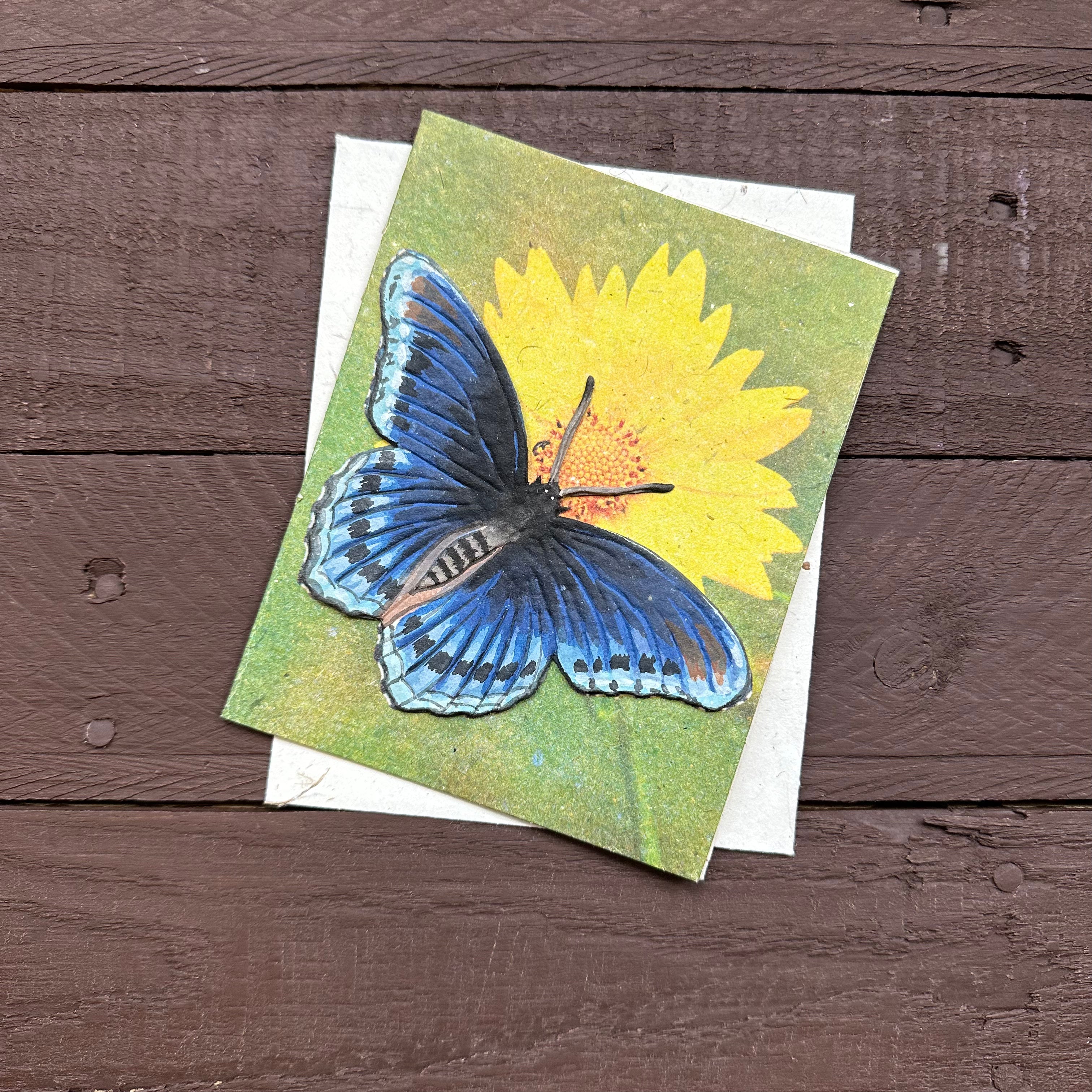 Single Greeting Card Butterfly Blue