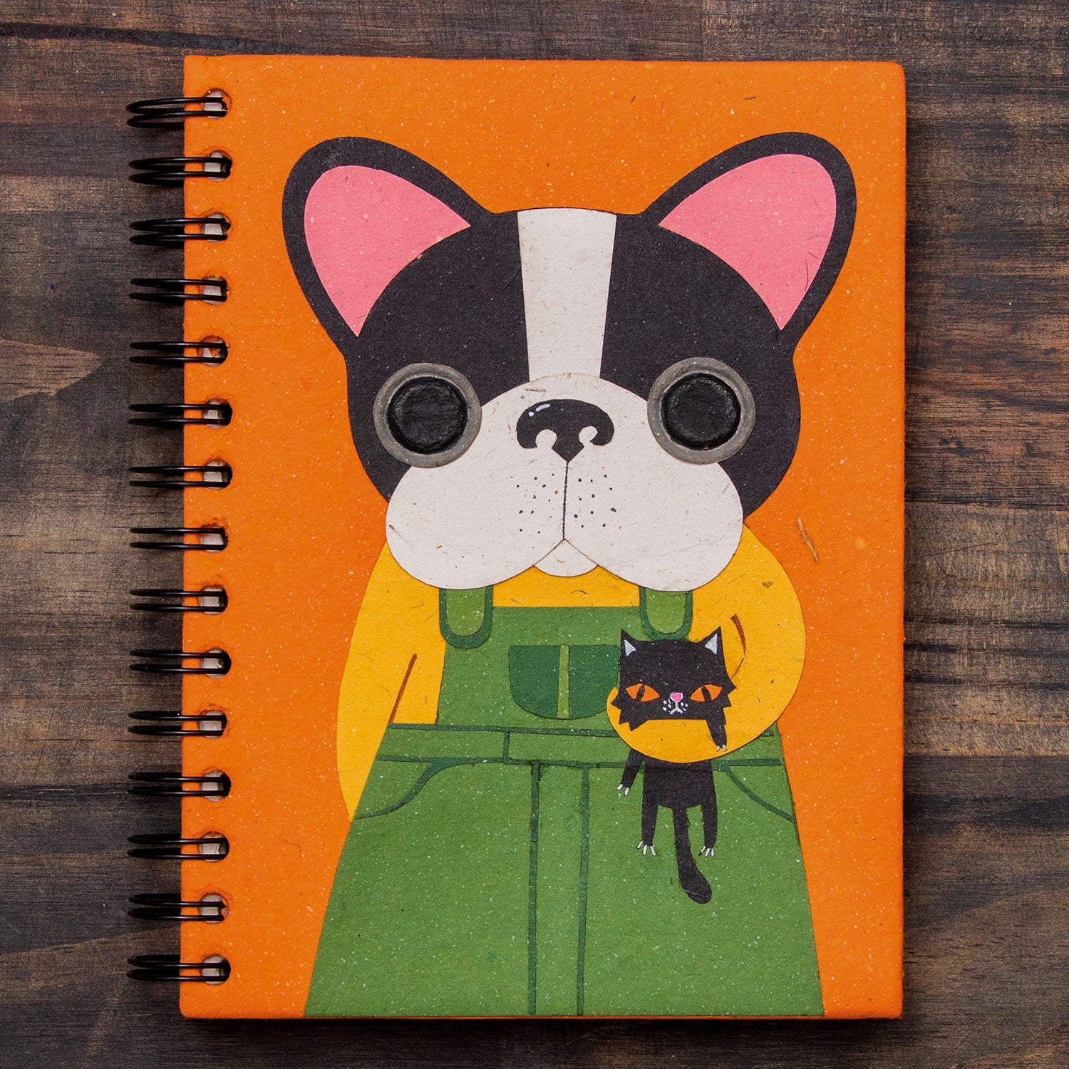 Large Notebook Benjamin the Boston Terrier Orange