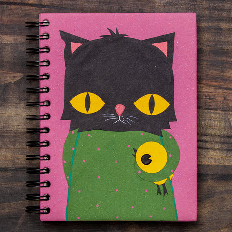 Large Notebook Buster the Black Cat Light Purple