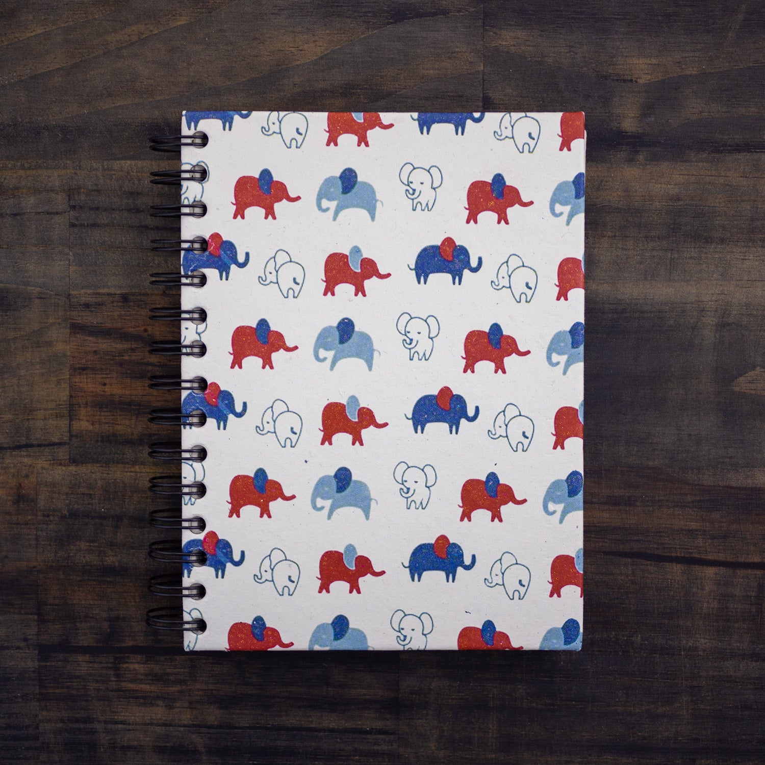 Large Notebook Elephants Red & Blue