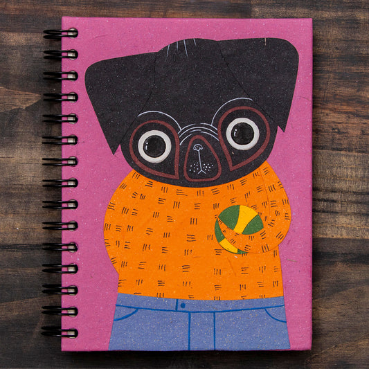 Large Notebook Pico the Pug Light Purple