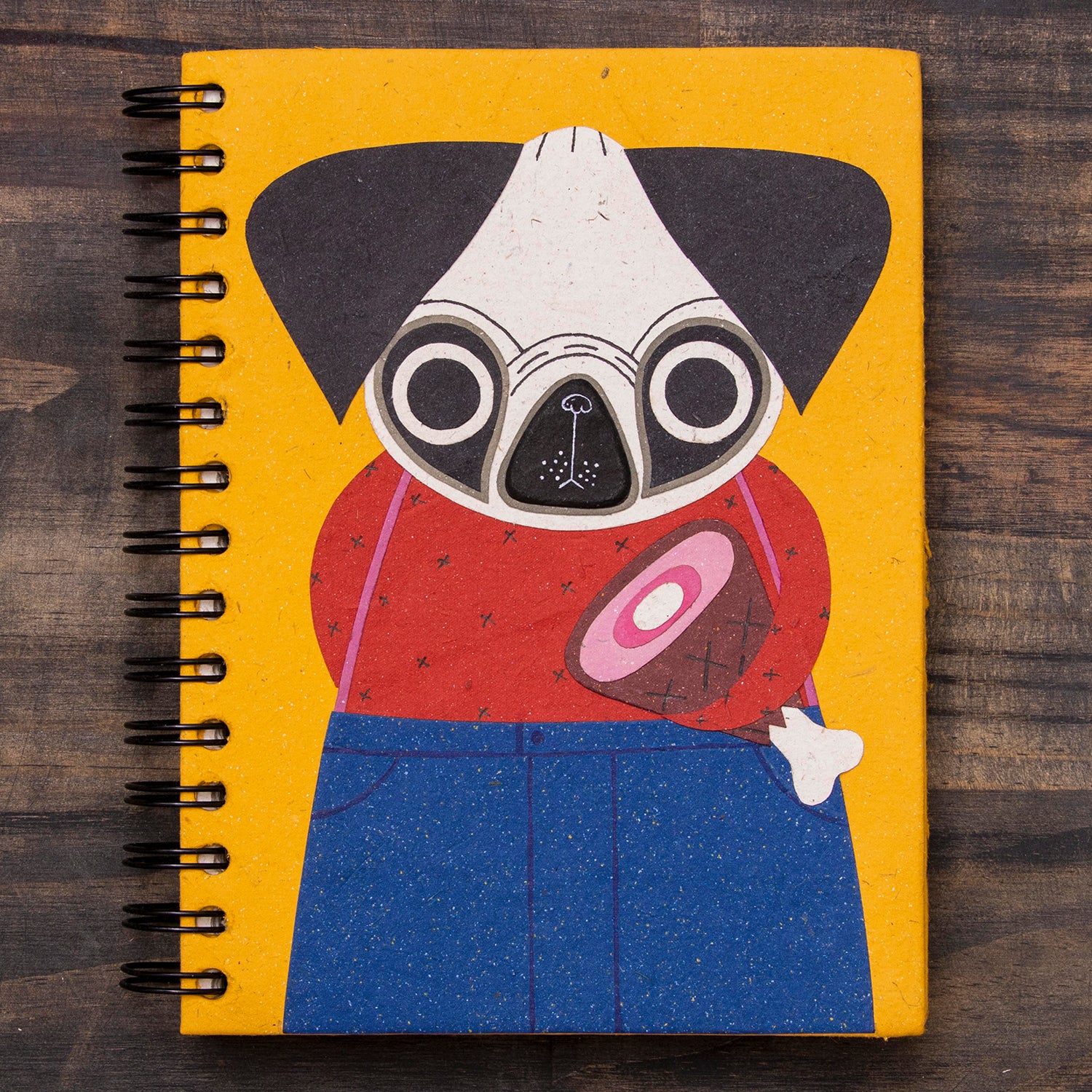 Large Notebook Pugsley the Pug Yellow