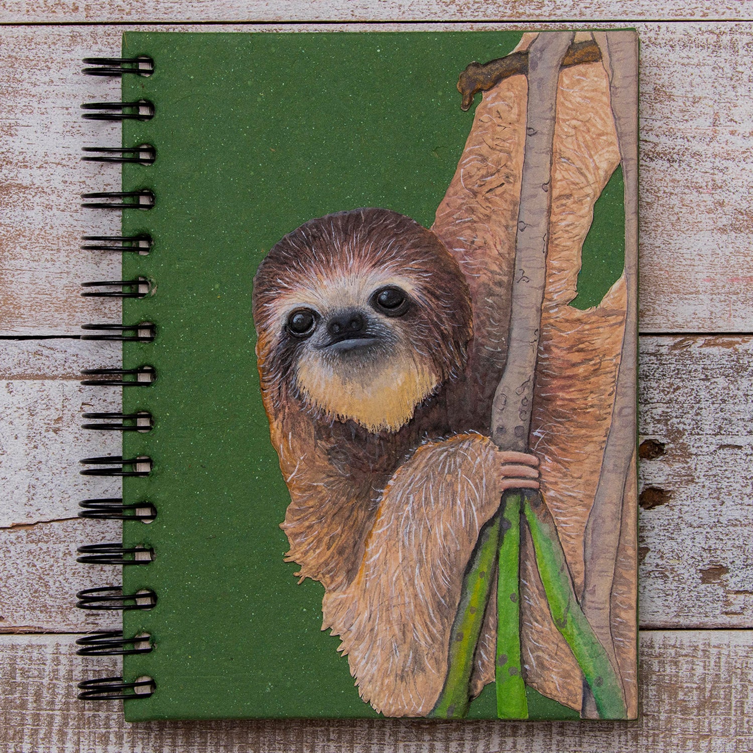 Large Notebook Three-toed Sloth Dark Green