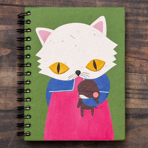 Large Notebook Whisper the White Cat Dark Green