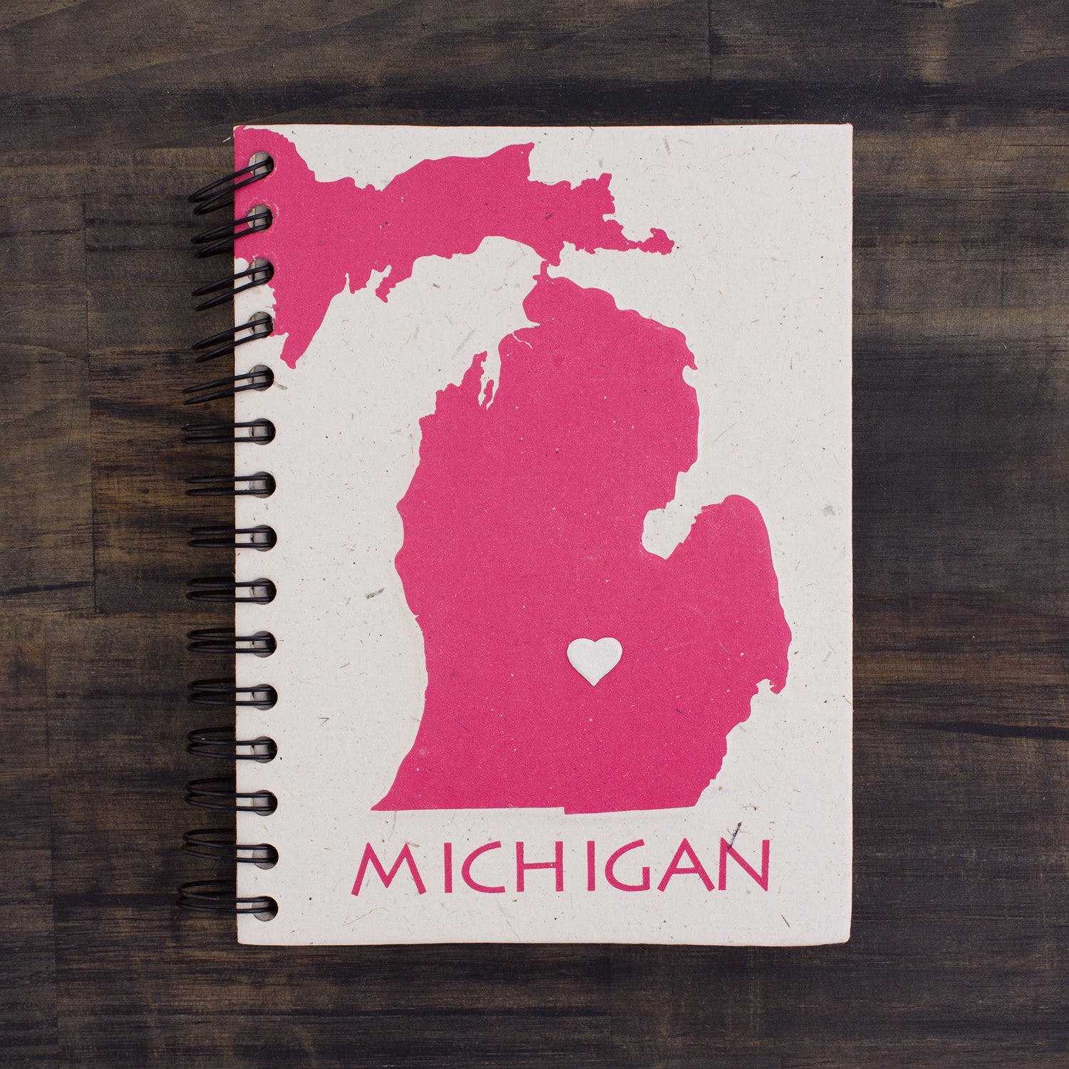 Large Notebook Michigan Pink and White