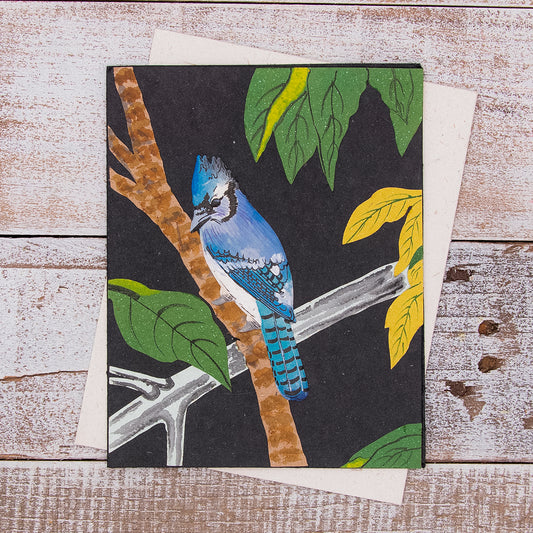 Single Greeting Card Blue Jay Embossed
