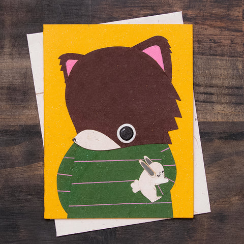 Single Greeting Card Freddy the Fox Yellow