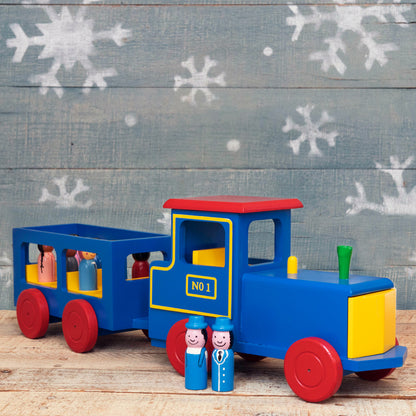 Wooden Train with Passengers
